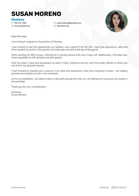 5 Hostess Cover Letter Examples for the Job in 2024 .